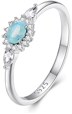 HMJGDHX Kvinnors 925 silverring, band viktoriansk halo förlovningsringar Månsten viktoriansk solitärring