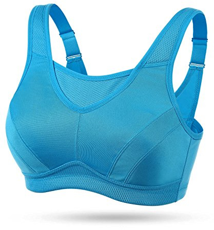 WingsLove Women's Sports Bra High Impact Bra Full Coverage Wirefree Workout Non Padded Ultimate Running Bra Sports Bra Women Plus Size Blue