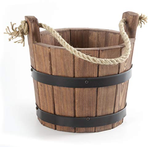 Holzfee Pflanzkübel Kiefer Rustikal Walnuss Ø 25 x H 20/25 cm