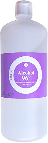 Alcohol 96 1 litro - Etanol 96 | Alcohol etílico desinfectante manos antiséptico | Alcohol sanitario para heridas. Alcohol de farmacia desnaturalizado medicinal | Ethyl alcohol ethanol