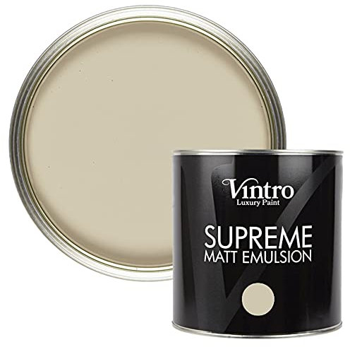 Vintro | Luxury Matt Emulsion | Cream | Smooth Chalky Finish | Multi Surface Paint | for Walls, Ceilings, Wood and Metal 2.5L (Pebble)