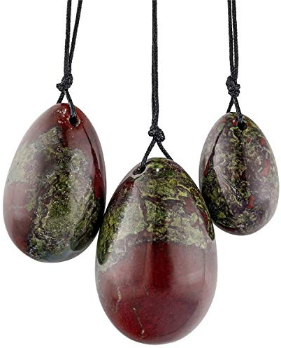 KYEYGWO Kristall Yoni Eier Set mit 3 Größen, Drachenblutstein | Polierte Oval Kugel-Eier Reiki Heilung Edelstein Ei für Stärkung der Beckenbodenmuskulatur und Kegel Übung