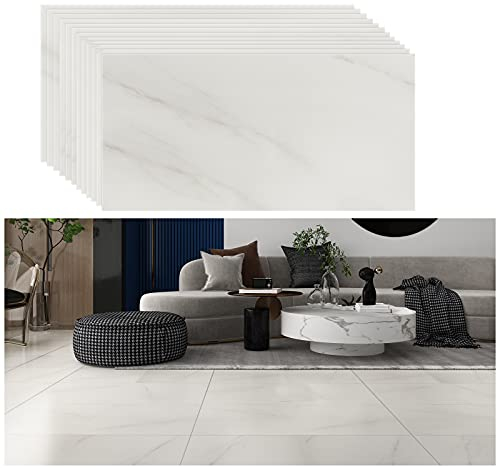 VEELIKE Grigio Adesivo per Pavimento in Marmo per Bagno Piastrella per Pavimenti in Vinile Autoadesivo Impermeabile Adesivo per Piastrelle per Cucina Backsplash 12 Pezzi 60 cm x 30 cm