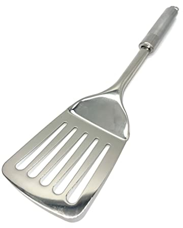 TIJAR® Stainless Steel Spatula Slotted Turner, Strong and Durable Spatula Cooking Turner, Slotted Turner, Multiuse Kitchen Tool, Cooking Spoon (Stainless Steel)