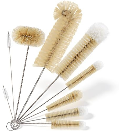 MASTERTOP Set 9 Goupillons à Bouteille Ecouvillon à Bouteille Longues, Lot Brosses de Nettoyage pour Biberon, Tasse, Verre, Paille, Thermos et Divers Récipients