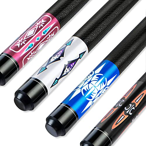 lotmusic Herren, Set of 4 Cues,1/2 Split Billiard Weight 18 19 20 21 Oz,Hardwood Canadian Maple Pool Cue Stick for Professional (Mixed 4-Piece Set) Queues, A: 510-595 g, 4 Stück, 58''