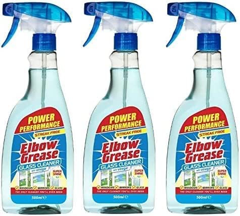 151 Products 3 x 500ml Elbow Grease Glass Cleaner With Vinegar Super Shine Streak Free Cleaning