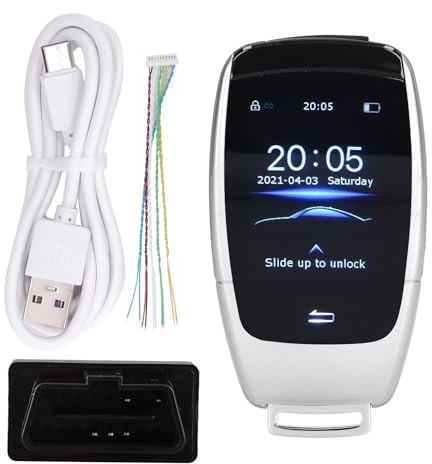 Keyless Entry, Universal TK900 LCD Touch Screen Smart Key Remote Keyless Entry for Start Stop Engine Button Models (Silver)