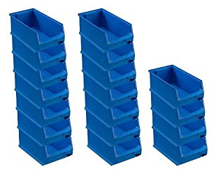 PROREGAL SET SUPER ÉCONOMIQUE 18x Bac à bec bleu 4.0 | HxLxP 15x20x35cm | 7,2 litres | Boîte de visualisation, boîte d'étagère, boîtes de rangement, empilables
