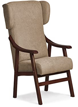 Abuelo a Gusto- Silla con Brazos y Orejas apoya-Cabezas de Madera, con Respaldo Recto y sentada Alta. Tamaño: 57x69x116 cm. (Nogal, Tostado)