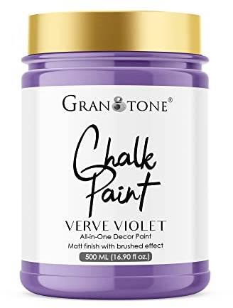 GRANOTONE Chalk Paint Matt Finish Water Based Acrylic Paint 16 fl oz 500 ml Verve Violet Colour for Furniture Wood Walls Metal Glass Paper Fabric Canvas Maximum Coverage for Kids and Adults Made in India