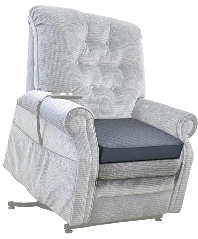 COMFORTANZA Medium-Soft 20x20x5 Memory Foam Recliner Chair Seat Cushion for Long Sitting - Armchair Pad with Washable Velvety Cover with Waterproof Layer & Non-Slip Base for Seniors & Elderly - Gray