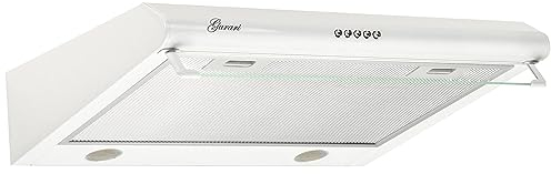 GURARI Hotte encastrable GCH F 590 60 WH, hotte aspirante à encastrer 60 cm, 250 m³/h, avec verre, LED, Évacuation/recirculation d'air