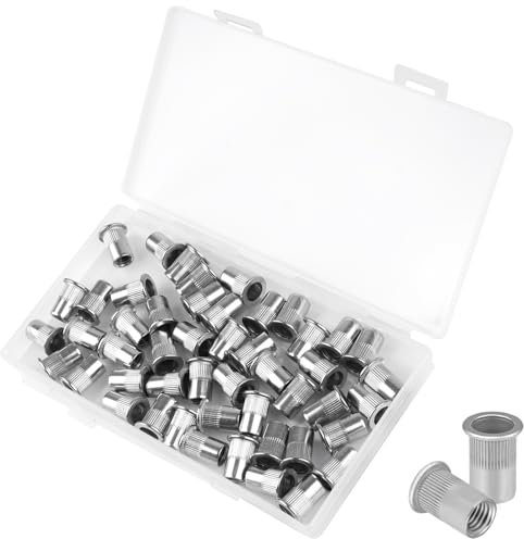 Nietmuttern M8, Blindnietmuttern Edelstahl, 50 Stück Flachkopf Gewindenieten, Gewinde Rivet für Metallplatten, Rohre Einnietmuttern