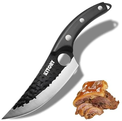 Kitory Wikinger Ausbeinmesser 15cm, Profi Fleischmesser aus Hochkohlten Hartstahl, Ergonomischer Pakkaholzgriff, Full Tang Küchen- & Outdoor Messer