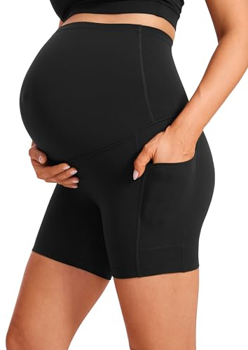CRZ YOGA Maternity Biker Shorts Pockets 5 Black X-Large