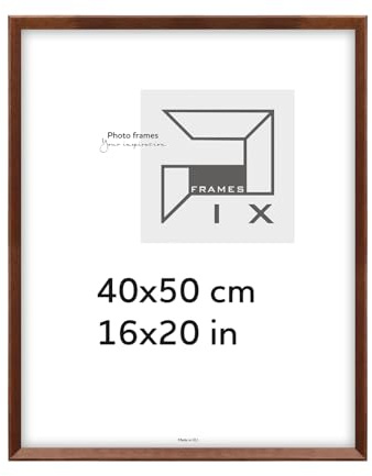 Pix FRAMES Bilderrahmen 40x50 cm - Holz Fotorahmen Braun | Holzbilderrahmen mit Plexiglas Scheiben - Modern Photo Frame - Bilderrahmen Holz zum Aufhängen und Aufstellen