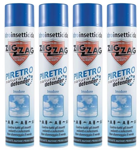 Insetticida Spray Inodore, Con Acqua Contenente Estratto Di PIRETRO, Natural Defender. Contro Tutti Gli Insetti Volanti e Infestanti. Non Danneggia Il Verde 500ml (4 Spray)