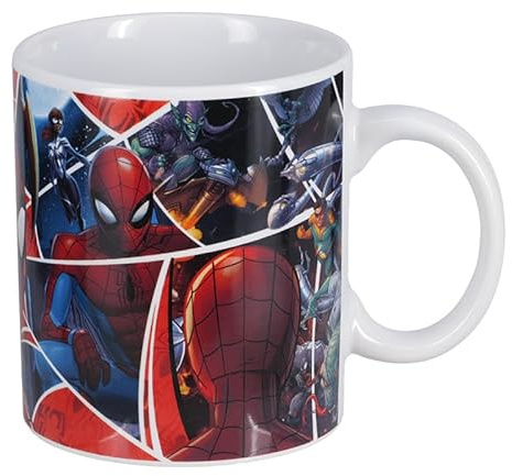 Paladone Spiderman Comic Book XL Mug - Officially Licensed Marvel Ceramic Coffee Cup with Comic Book Collage Design, Microwave & Dishwasher Safe, 550 ml (18.6 fl oz)