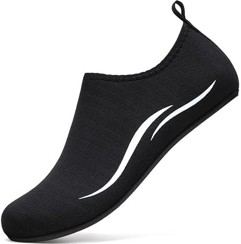 sportvibe Water Shoes Beach Swim Shoes Womens Mens Aqua Shoes Quick Drying Barefoot for Swimming Surfing Pool Kayaking Beach Yoga (Black,9.5 UK/44 EU)