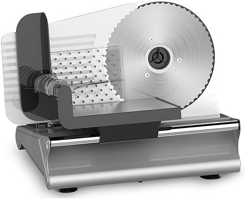 Electric Meat Slicer, 500W Electric Deli Food Slicer Machine for Home with Removable Stainless Steel Blades, 0-15mm Adjustable Thickness, for Mutton Roll Ham Cheese Bread