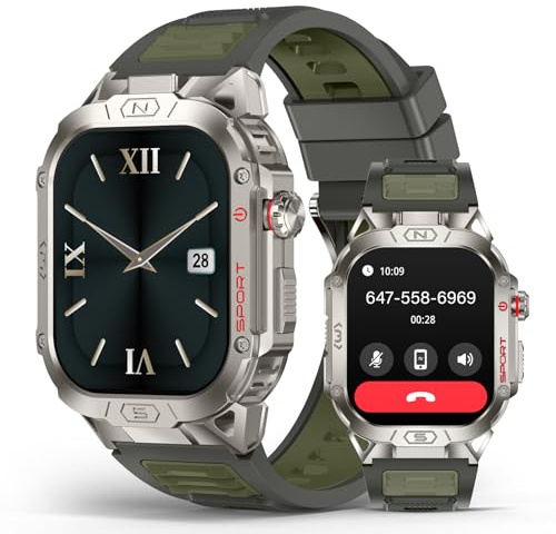 SOUYIE Smart Watch for Men with LED Flashlight, 2.02 HD Display Rugged Outdoor Sport Smartwatch with Compass/Altimeter/Barometer, Waterproof Fitness Tracker, Heart Rate Sleep Monitor for iOS Android