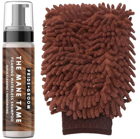PRIDE AND GROOM The Glove Set: A Waterless Bath for Your Dog - Foaming Dry Shampoo and a Pet Sensitive Glove for Rinse Free Cleaning and Eliminating