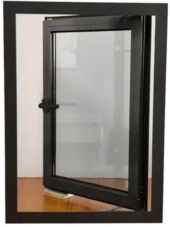 Wärmedämmender Fensterschacht, nach innen öffnendes Flügelfenster, Kellerausgangsfenster, Kellerfenster mit nach innen öffnendem Fenster, dunkelgraues Fenster(60x40cm/23.6x15.7in)