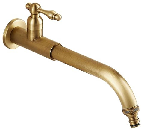 SXWYLZ Antique Brass Sink Water Tap Brass Wall Mounted Bathroom Basin Tap Sink Cold Water Tap Single Handle 360 Degree Adjustable Wall Mounted Tap Washbasin Taps