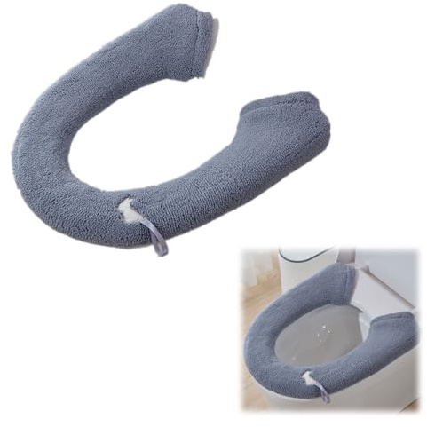 Coprisedile Termico per WC con Bottone,Bagno Coprisedile WC Pad,Caldo Cuscino del Sedile del Water,Toilette Copri Sedile,Warm Coprisedile Copriwater,Universale Coprisedile per WC (Grigio Scuro)