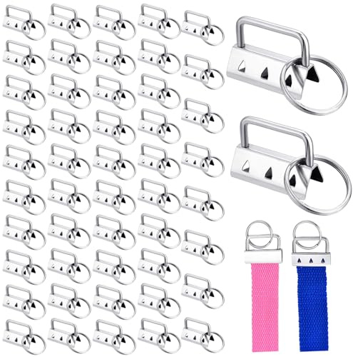TINA.WIN 60 Stück Schlüsselband Rohlinge 32 mm Schlüsselanhänger Hardware | Metall-Klemmverschlüsse mit Zahnprofil und Schlüsselring für DIY Selbstgemachte Schlüsselbänder, Armbänder und Lanyards