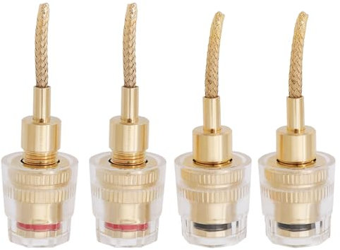 EMSea 4 Piezas de Conector Chapado en Oro de 2mm A Conector Banana Hembra de 4mm A Conector de Clavija de 2mm Adaptador de Cable HiFi para Audio de 16,5x44mm