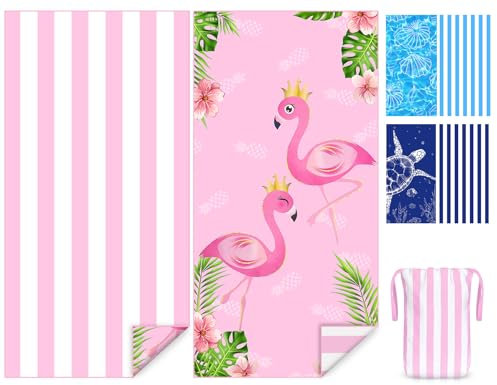 Telo Mare in Microfibra Grande 180x90cm, Asciugamano Spiaggia con Borsa - Doppia Faccia, Sabbia Resistente, Asciugatura Rapida, Telo Spiaggia per Viaggi, Piscina, Yoga, Palestra e Picnic