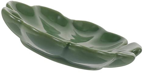 Alipis Plat à Bijoux en Céramique Verte Forme Trèfle pour Organiser Bagues et Colliers, Facile à Nettoyer, Style Nordique Délicat pour Coiffeuse ou Boutique