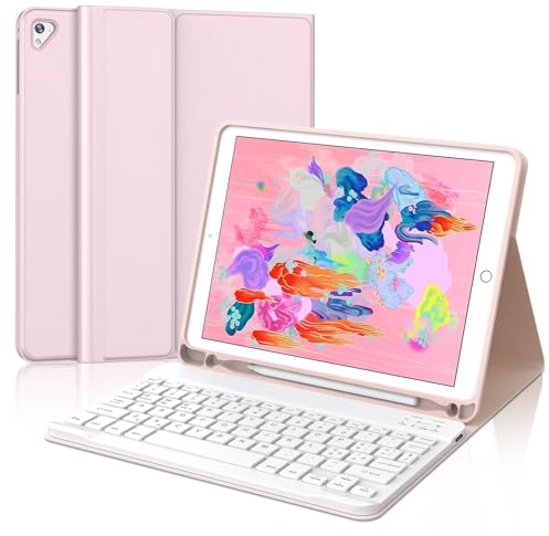 Tastiera per iPad 6 Generazione 9.7 Pollici 2018/5 Gen/Air 2/Air 1/Pro 9.7 | Cover Keyboard Magnetico Staccabile, Italiano QWERTY, Custodia Tastiera Bluetooth con Portapenna per iPad 9.7, Rosa chiaro
