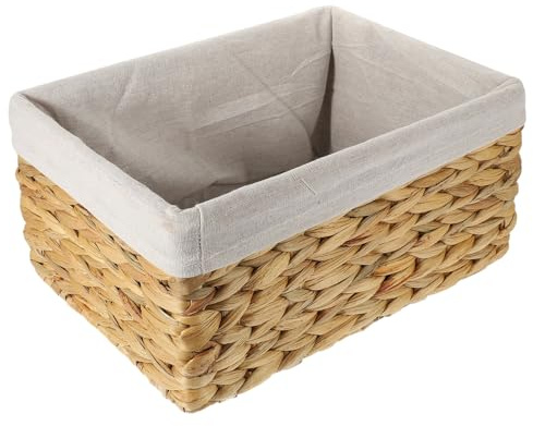 MOLUCKFU Hyazinthen Aufbewahrungskorb Mit Stoffeinlage Handgewebter Organizer Für Badezimmer Küche Und Wohnzimmer Multifunktionale Aufbewahrungslösung Für Toilettenpapier Snacks Und