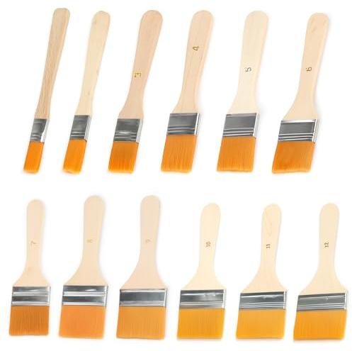Arvoni 12 Piezas Brochas Pintura, Pinceles Pintura Set, Brochas Planas con Cerdas de Nailon y Mango de Madera, Cepillo Pintura y Pincel para Madera para Pintura, Arte, Bricolaje, Mural