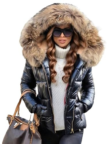 Manteau d'hiver épais et matelassé pour femme, veste chaude à capuche avec col en fausse fourrure, doudoune grande taille, parka d