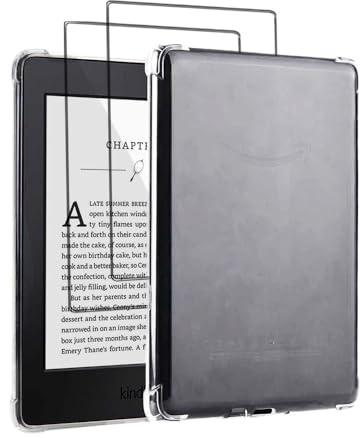Coque pour Kindle 2024/2022 + 2PC Verre Trempé, 6 Transparente Etui Protection Liseuse 11. Generation, [Antichoc] Souple Silicone Case Ultra Mince Pochette [Anti-Rayures] Housse