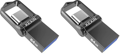 KEXIN USB Stick 64GB USB 3.0, USB C Stick, Lesegeschwindigkeit bis 90MB/s & Schreibgeschwindigkeit bis 30MB/s, Plug & Play für für PC,Laptop,Notebook,Typ-C Smartphone (Packung mit 2)
