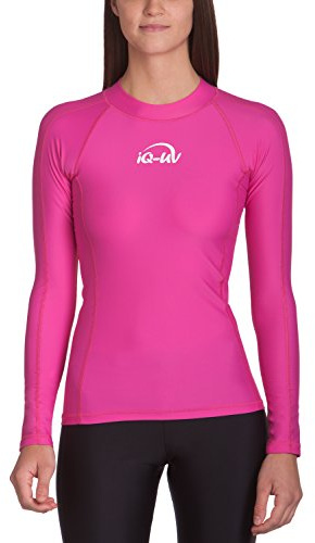 iQ-UV Sportshirt Damen Langarm Slim Fit Pink S – UV Shirt für Damen für Wasser & Sport – Rash Guard mit UV-Schutz – Langarm Sportshirt – Ideal zum Schnorcheln und Schwimmen