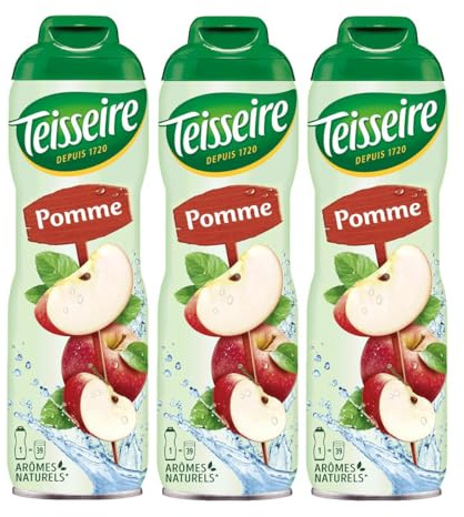 Teisseire Sirop de Pomme pour Boisson Rafraîchissante, Cocktails, Bidon Recyclable (Pack de 3)