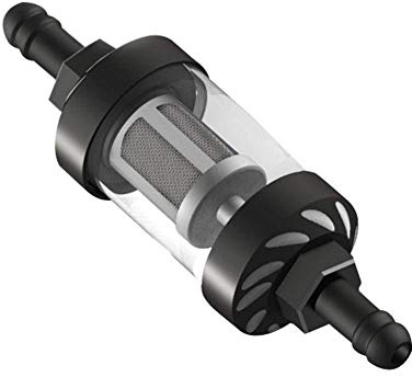Yangers Motorrad-Inline-Kraftstofffilter, Universal-8mm Schraubengröße Fitting Schlauch 5/16 waschbar Benzin Diesel Heizölfilter Chrome Glas Edelstahl für Motorrad, Auto, Boot, Traktor