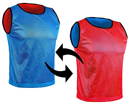 SPORTSBIBS Fotbollshaklappar, dubbelsidiga markör-t-shirts, nättröja, vändbar haklapp för barn och vuxna, träningsmärkning tröja trikots för män damer seniorer juniorer, kombination av 2 färger