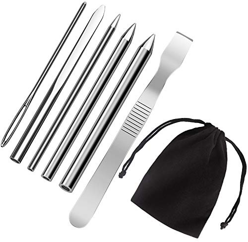 AIEX 6stk Edelstahl Paracord Nadel FID Set Paracord Schnürstich Nadel mit Glättwerkzeug für DIY Bastelbedarf