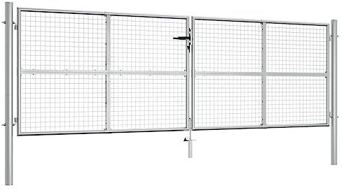 vidaXL Puerta de jardín de acero galvanizado, 415 x 125 cm, color plata