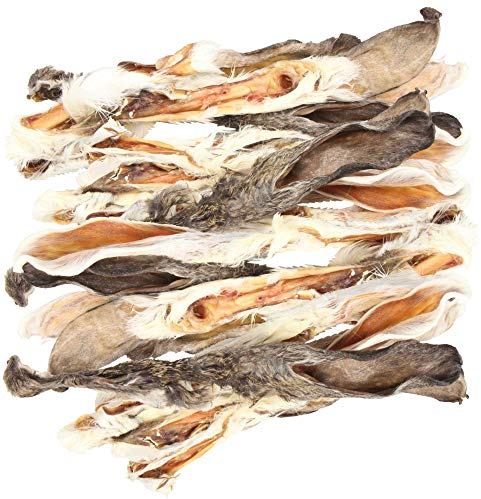 Schecker Hundesnack - Kaninchenohren mit Fell - 500g - ideal verträglicher Kausnack für Hunde