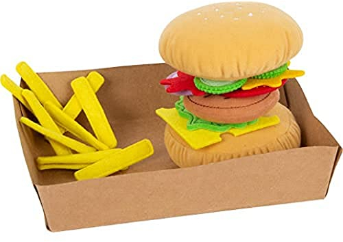 small foot 11686 Stoff-Hamburger mit Pommes, Spiellebensmittel- Set für den Kaufmannsladen, ab 3 Jahren