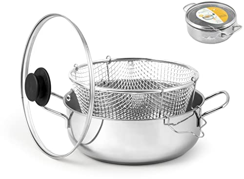 ROYAL NORFOLK Friteuse en inox, avec couvercle, 24 cm