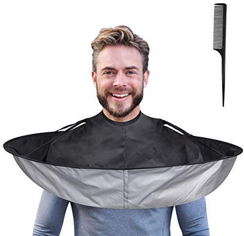 Lictin Coupe de Cheveux Coiffure Cape - Attache Auto-adhésif, Barbe Rasage Tablier Parapluie Étanche Accessoire de Coiffure (65cm DIA)